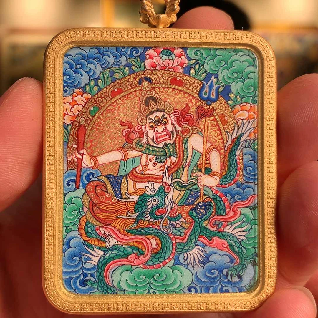 吊坠热贡纯手绘唐卡白财神（原3200）