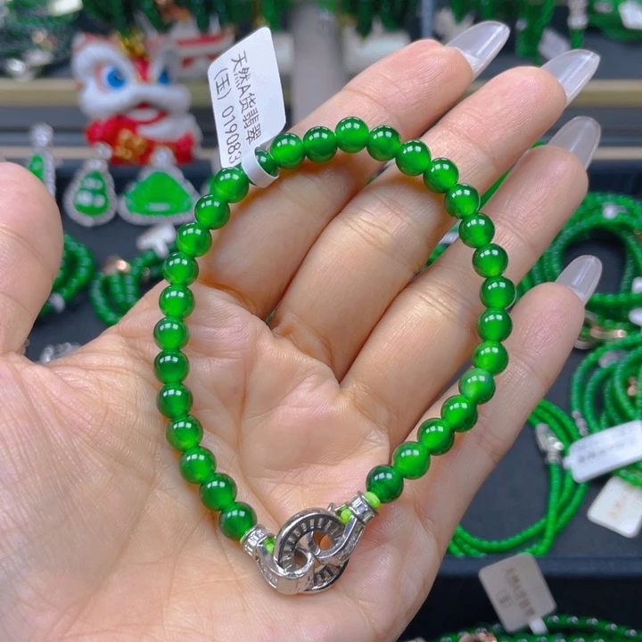 翡翠未镶嵌手链帝绿6