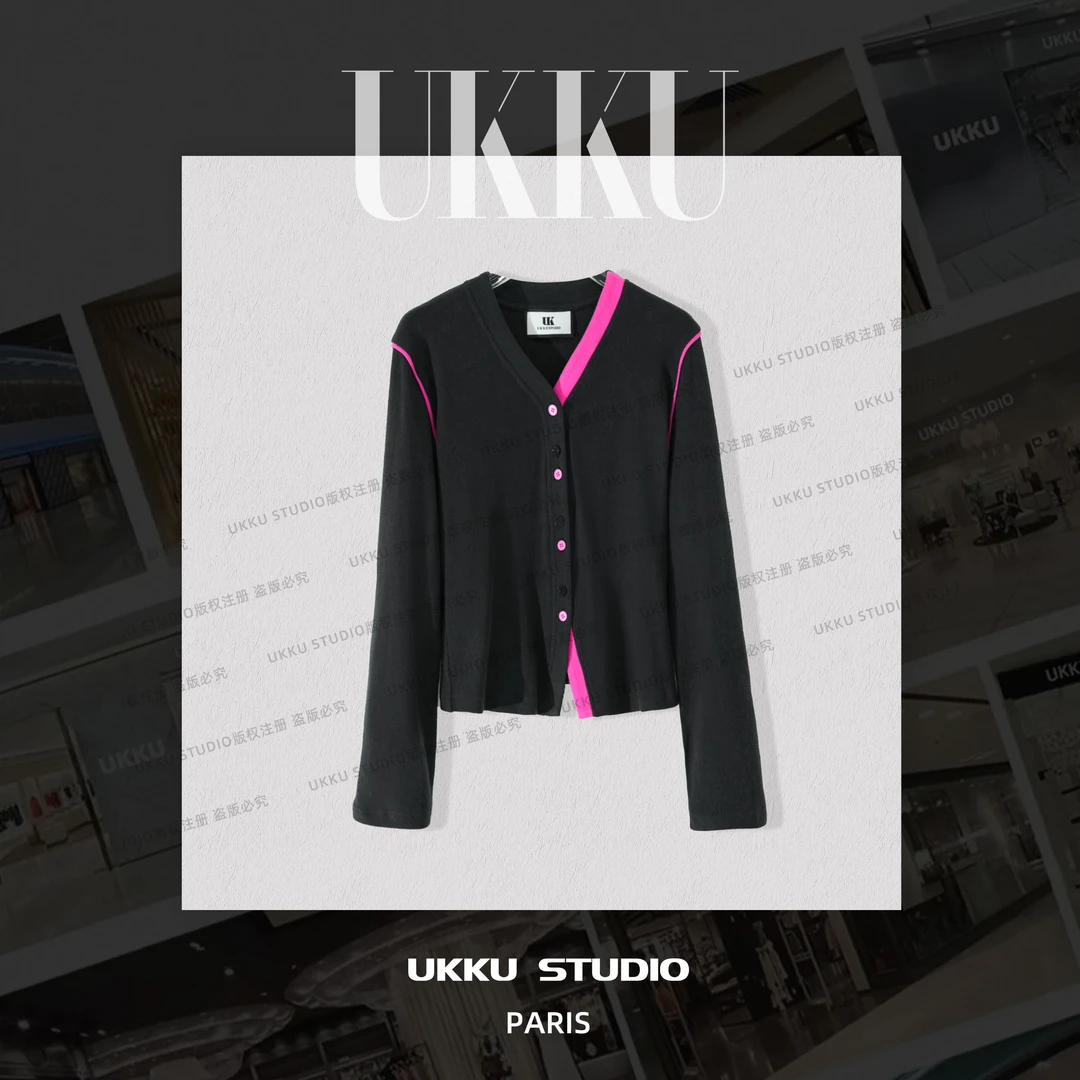 【UKKU STUDIO】王 设计时尚春季针织开衫灯芯绒洋气披肩开衫614931