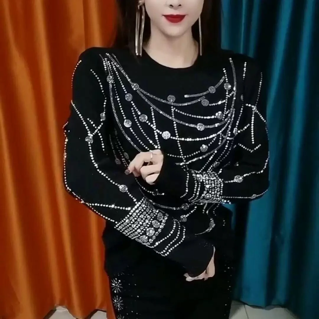 【CoCo宠粉】时尚潮流百搭亮钻图案上衣 Y013