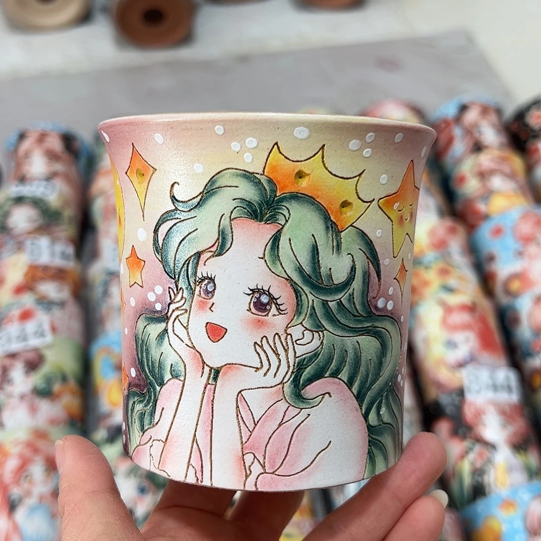 景德镇炫彩手绘口10高10