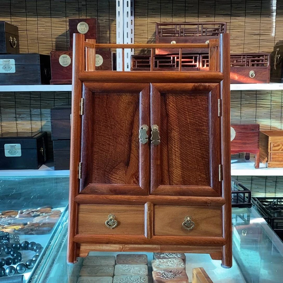 大果紫檀（缅甸花梨）茶柜，文玩柜39/24/52.5