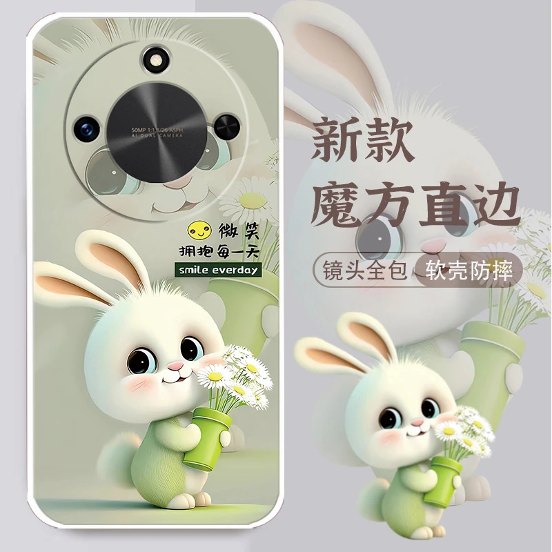 荣耀X60手机壳BRC-AN00新款网红女潮男全包边卡通兔硅胶防摔软壳