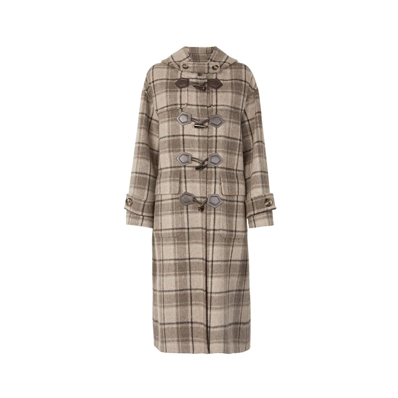 圣迪奥冬季气质百搭千鸟格田园风大衣毛呢外套S244Z2504