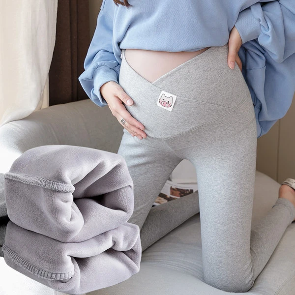 孕妇打底裤秋冬新款高腰加绒加厚孕妇托腹小脚打底裤外穿保暖显瘦
