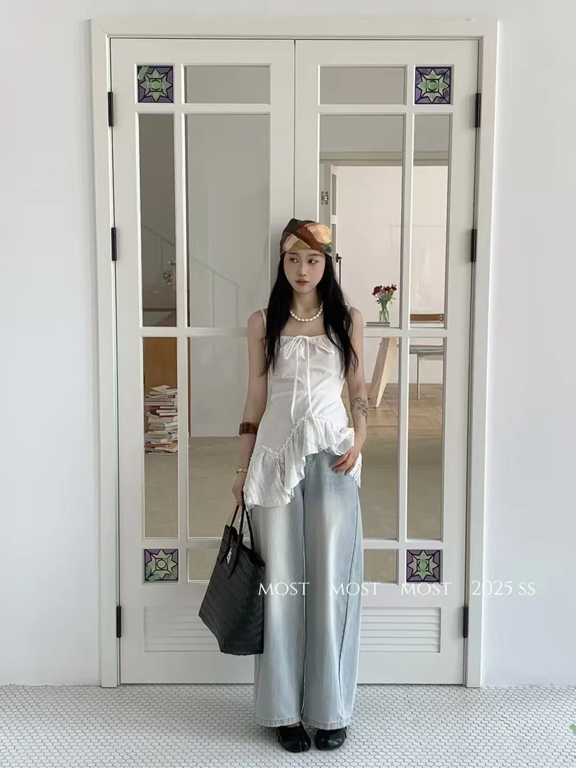 修身型韩版通勤甜辣风背心吊带设计感法式小众外穿辣妹