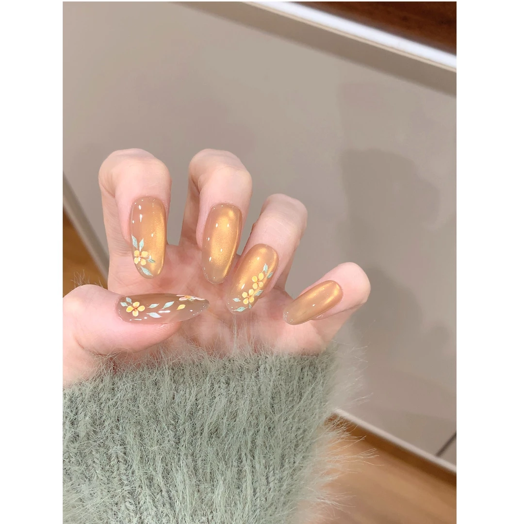 茉哉【月桂】纯手工定制美甲拆卸穿戴甲A4614