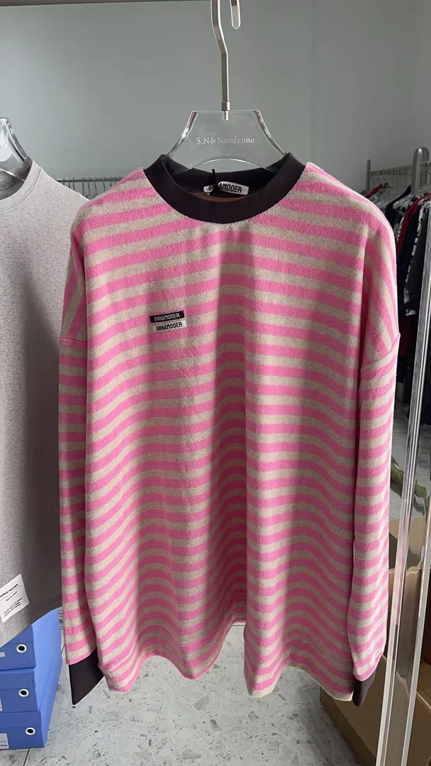 ANNAMOOER新品25春夏拼接时尚条纹长袖