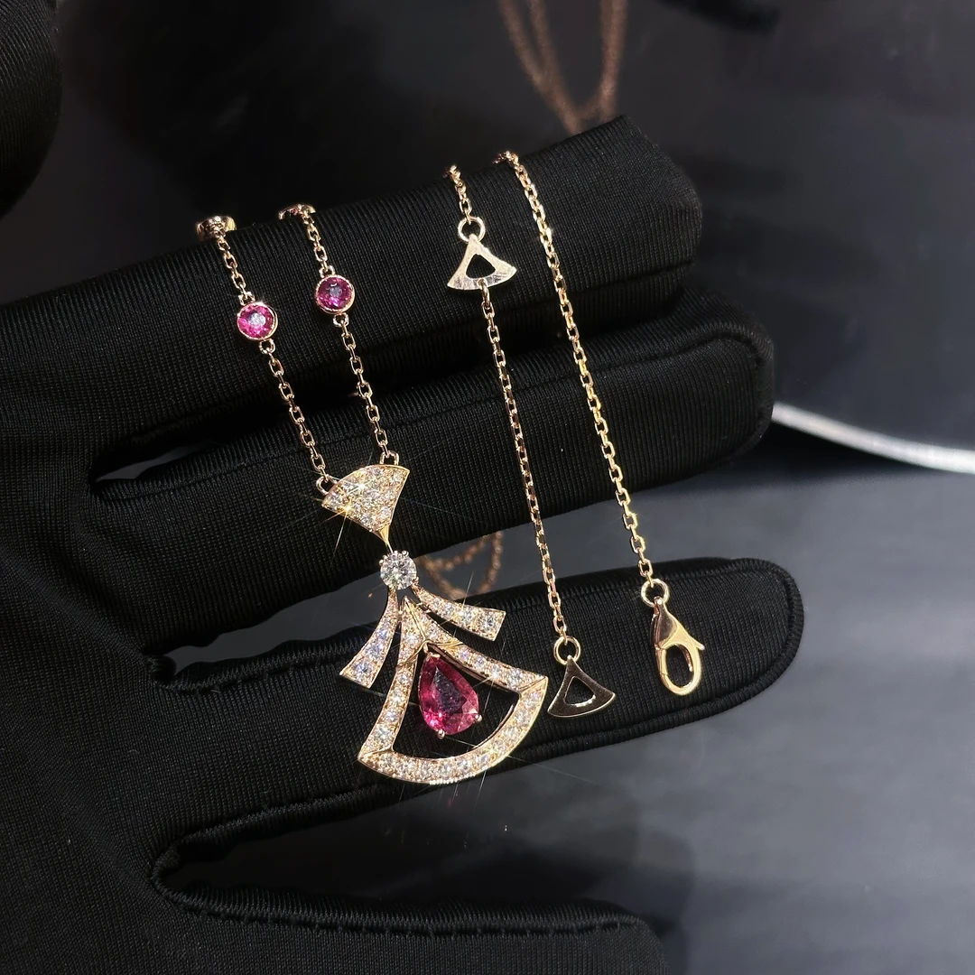 18K金 钻石碧玺裙子项链 时尚经典轻奢高级感 七夕礼物裙子项链