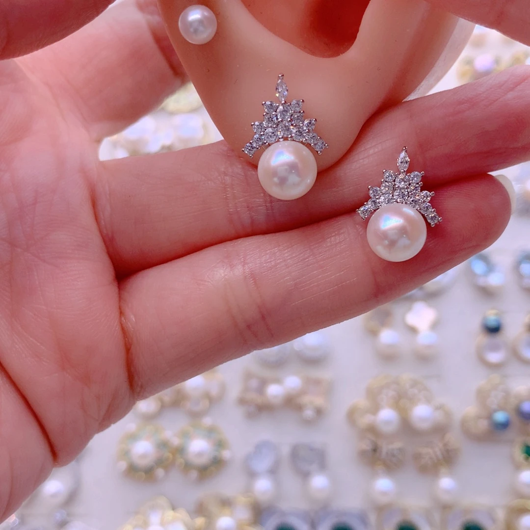 淡水珍珠合金耳饰