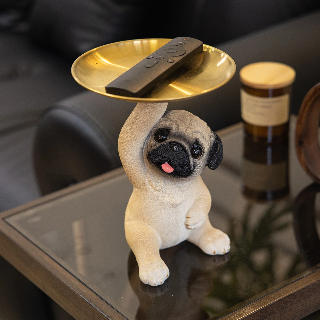 【源头新品】可爱巴哥狗狗钥匙收纳托盘摆件入户玄关鞋柜家居装饰