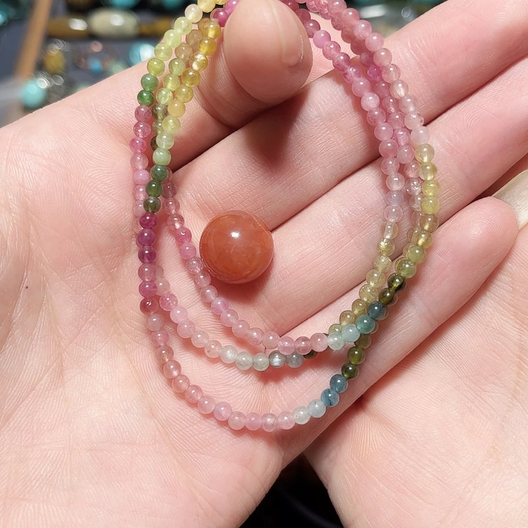 玛瑙/玉髓未镶嵌圆珠桶珠老型手串！！