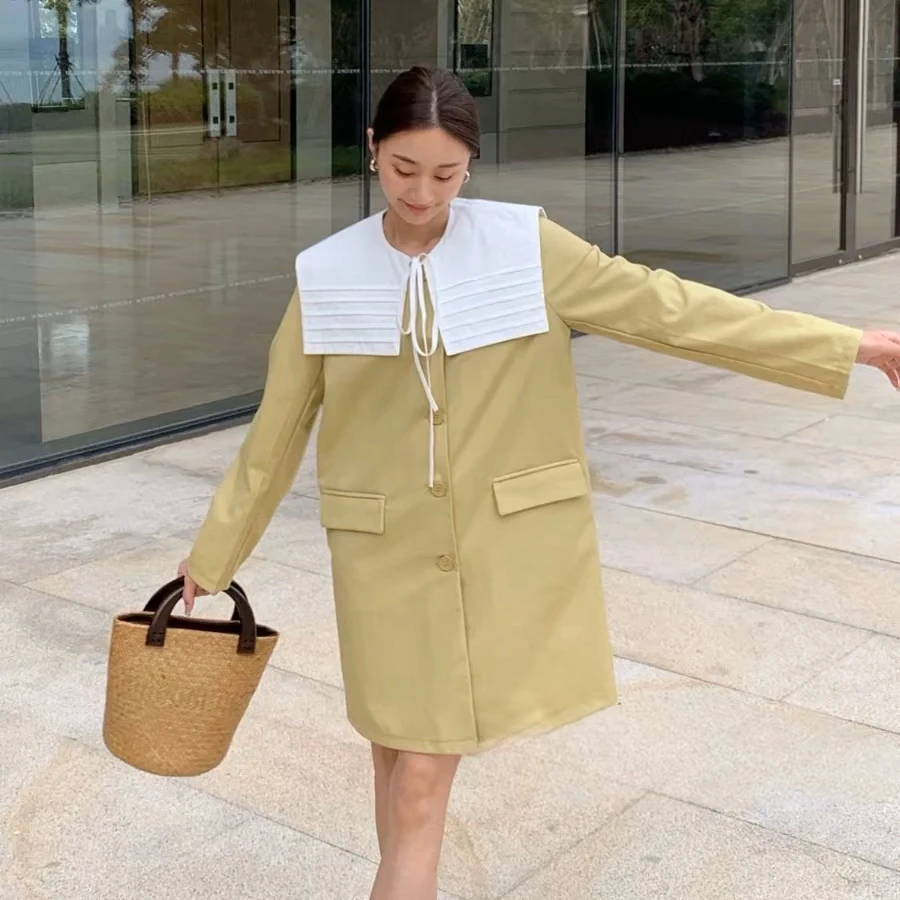 20051韩版小香气质宽松海军领披肩西装秋冬百搭连衣裙披肩可拆卸