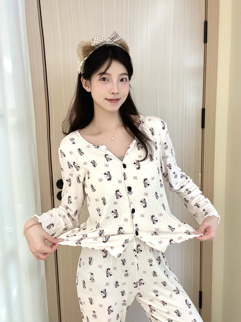 【DMXJ大梦想家】韩版卡通米奇睡衣女款春秋季新款可外穿家居服套装