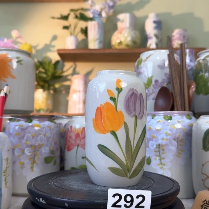 景德镇手绘陶瓷花瓶摆件无孔