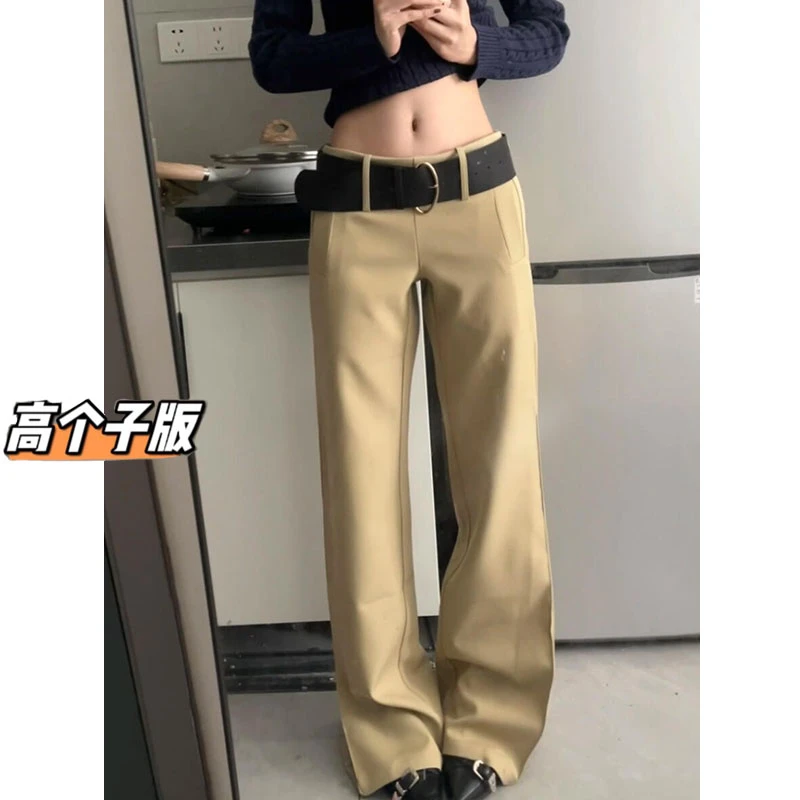 裤长110cm高个子加长版175美式低腰微喇西装裤女夏宽松垂感拖地裤