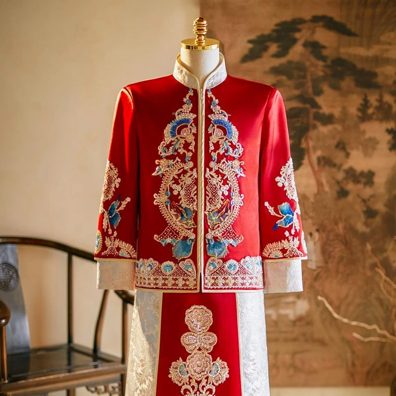 男士秀禾服2025年新款中式新郎结婚礼服大码接亲服龙凤褂男装秀和