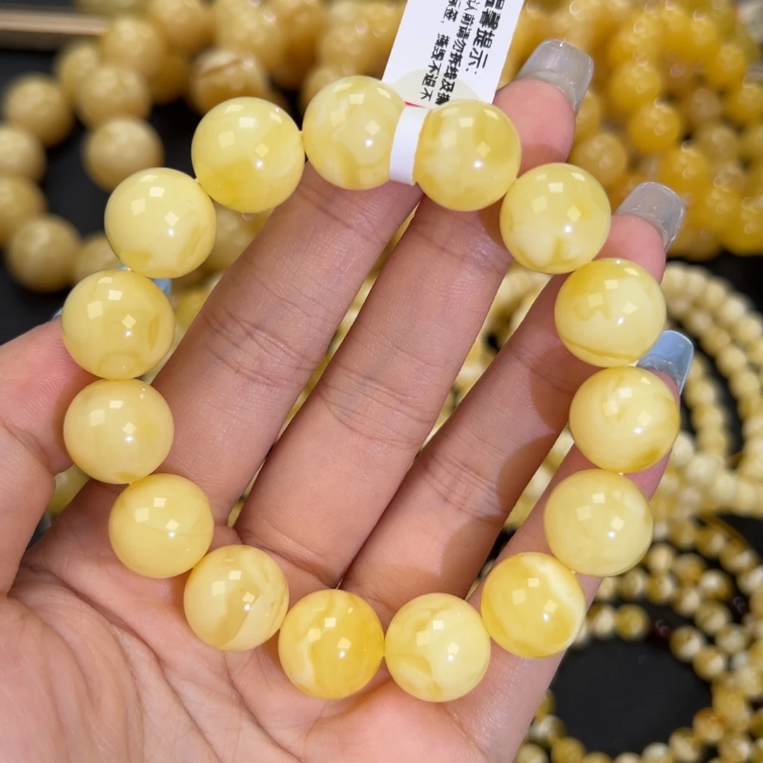 琥珀未镶嵌手链24.3白蜡妖花