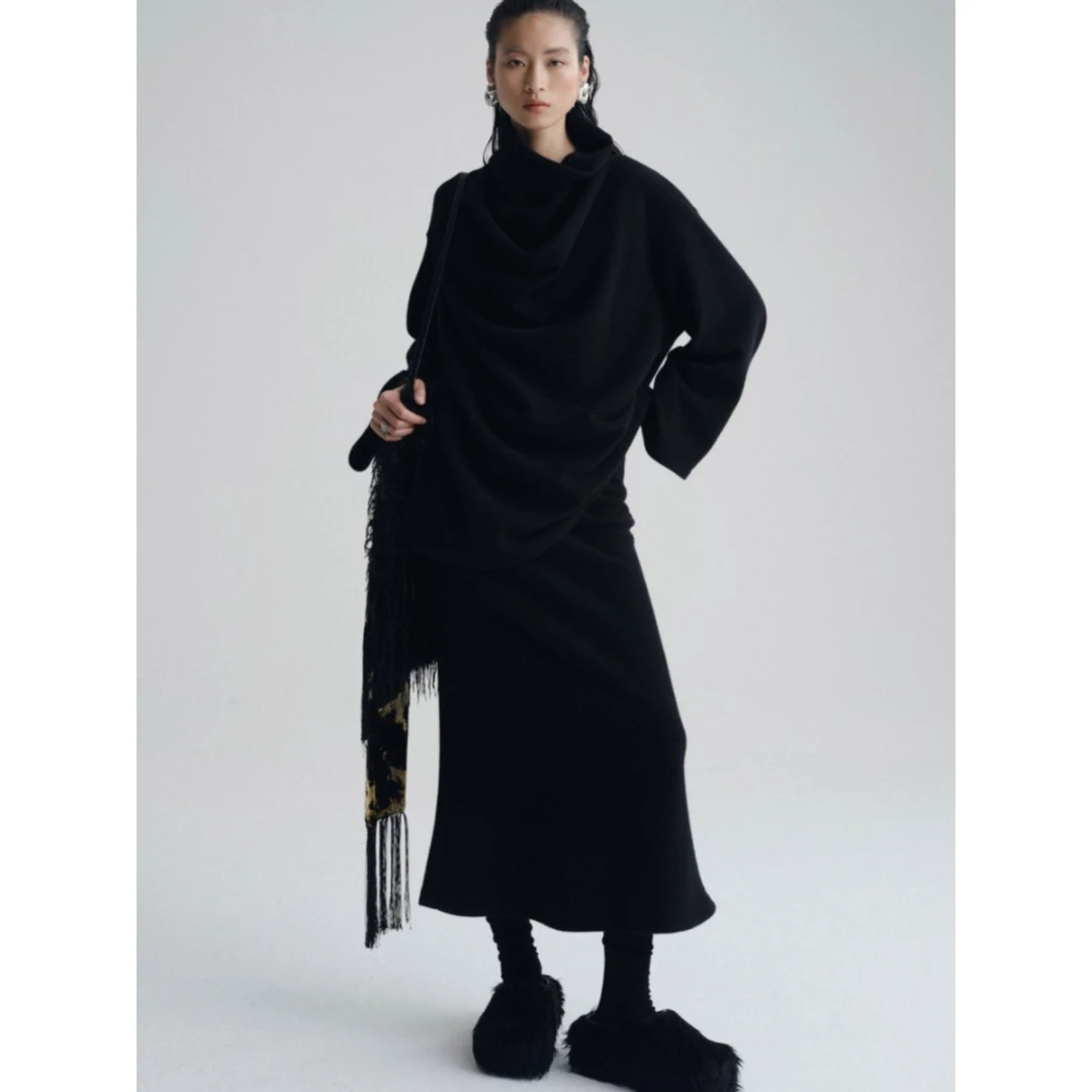 SANSTORE RODERIC WONG 羊 毛堆领无袖连衣裙 25秋冬