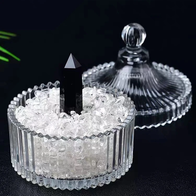 消磁石+消磁碗水晶消磁净化华盒水晶碗玻璃碗白水晶消磁