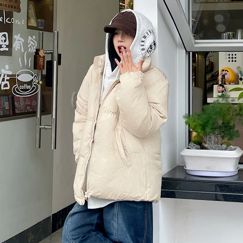 秋冬户外潮牌立领保暖外套羽绒羊毛滑雪服休闲男款