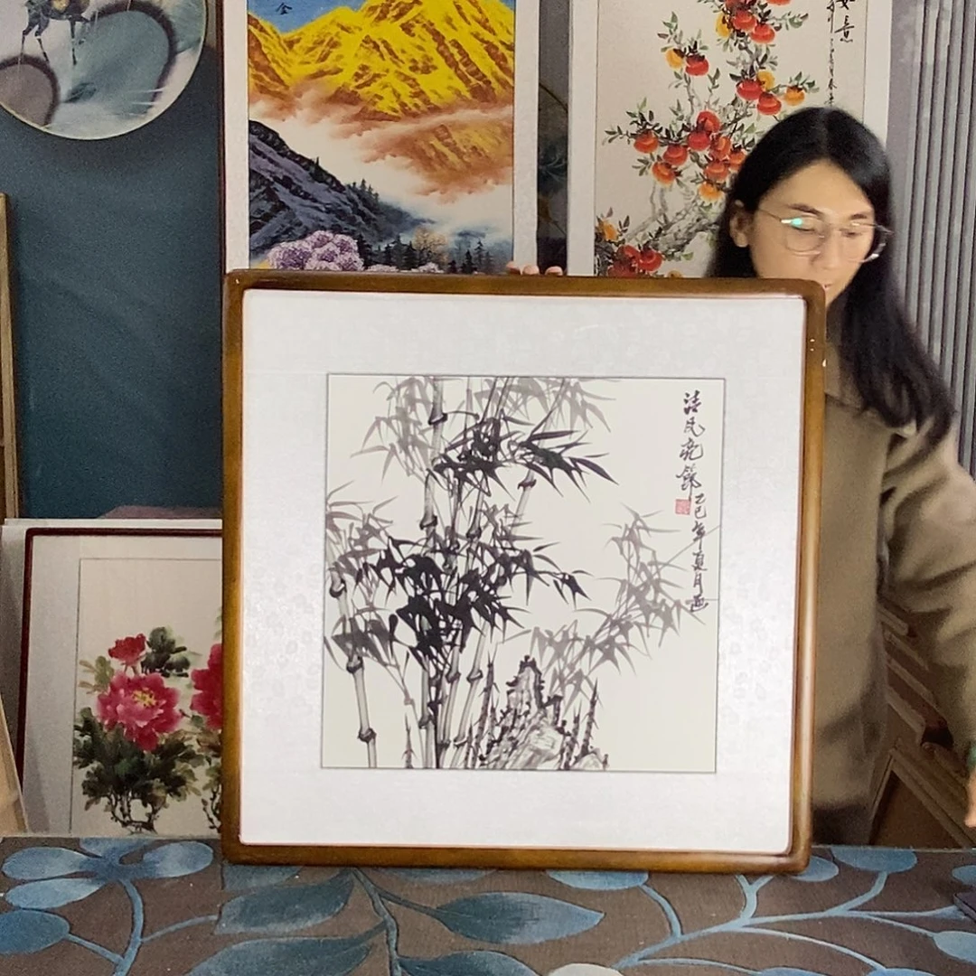 国画62✖️62手写手绘国画作品带框包邮