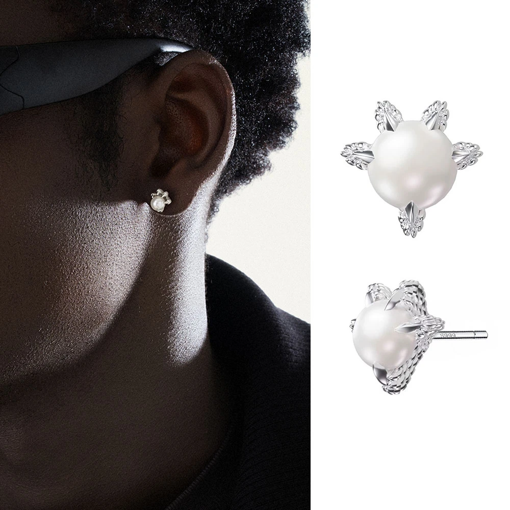 ACITY 925银耳饰 喜城纯银轻奢龙爪珍珠耳钉男女高级感耳环养耳洞