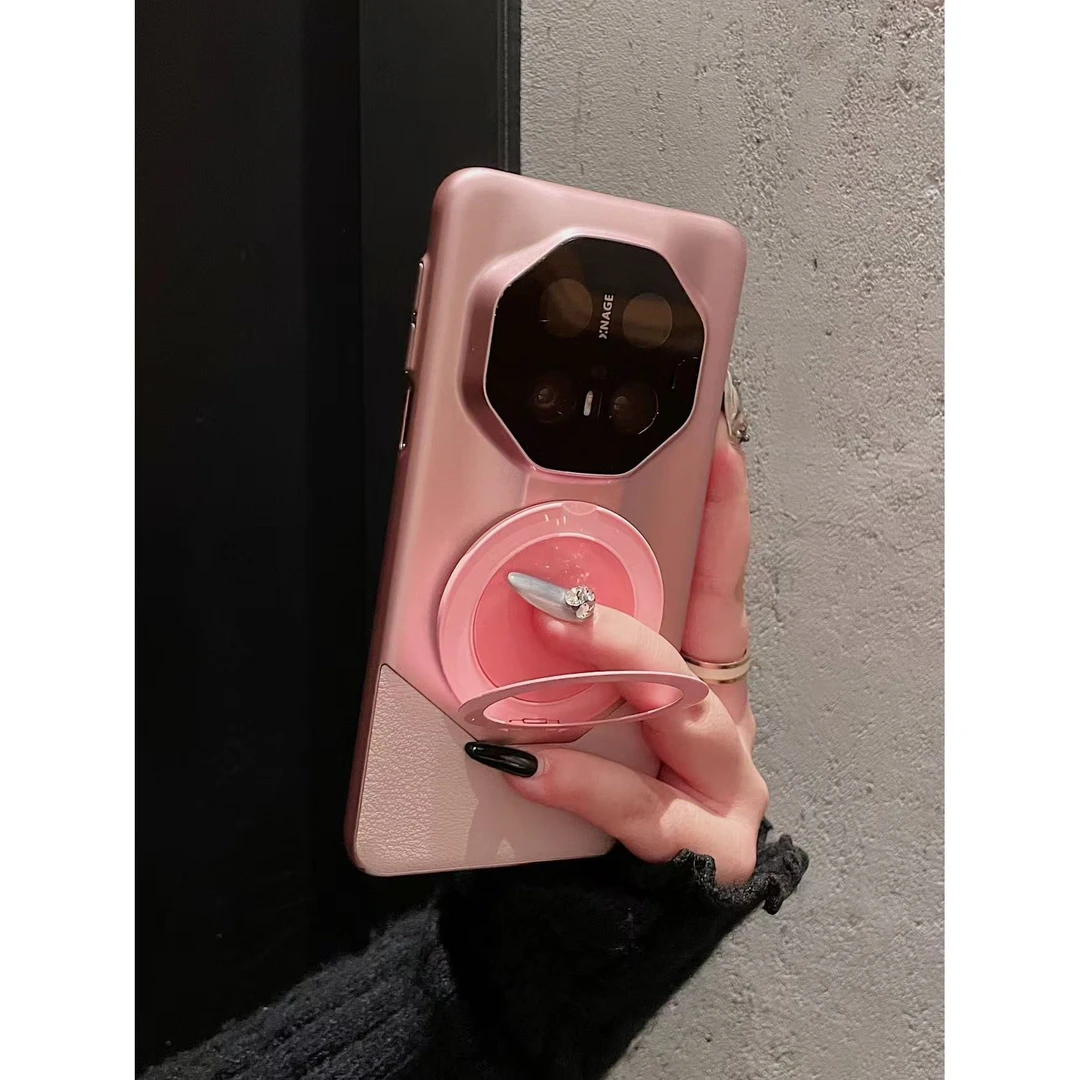 适用华为mate70rs非凡大师手机壳新款活力橙磁吸旋转支架保护套