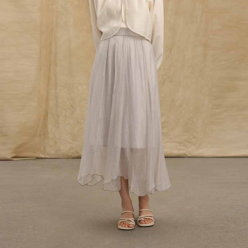 【夏季新款】AIRIQI都市简约高腰气质梭织中长款半身裙AH42BQ620