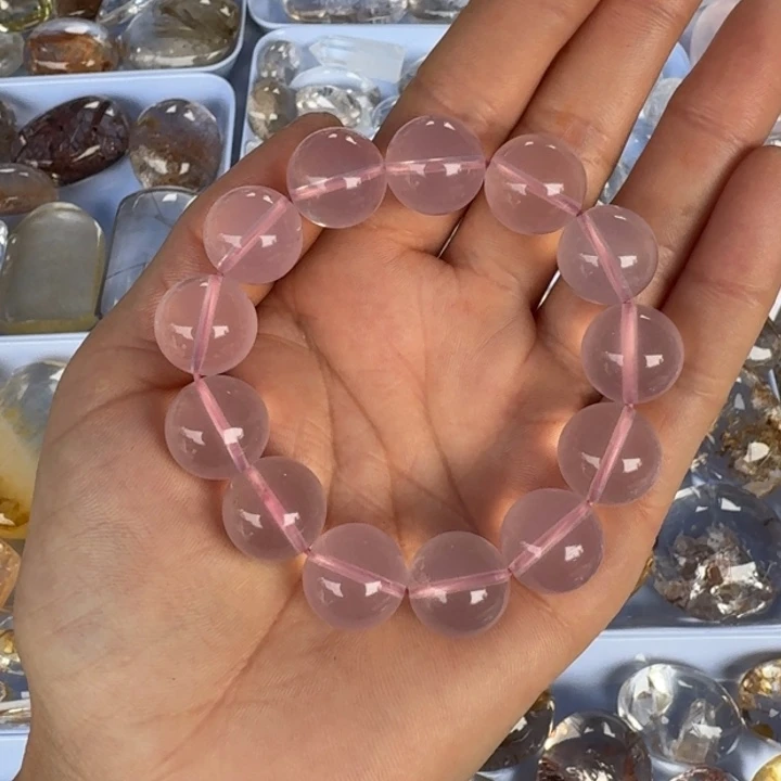 水晶手链未镶嵌刘****店粉水手串卡15