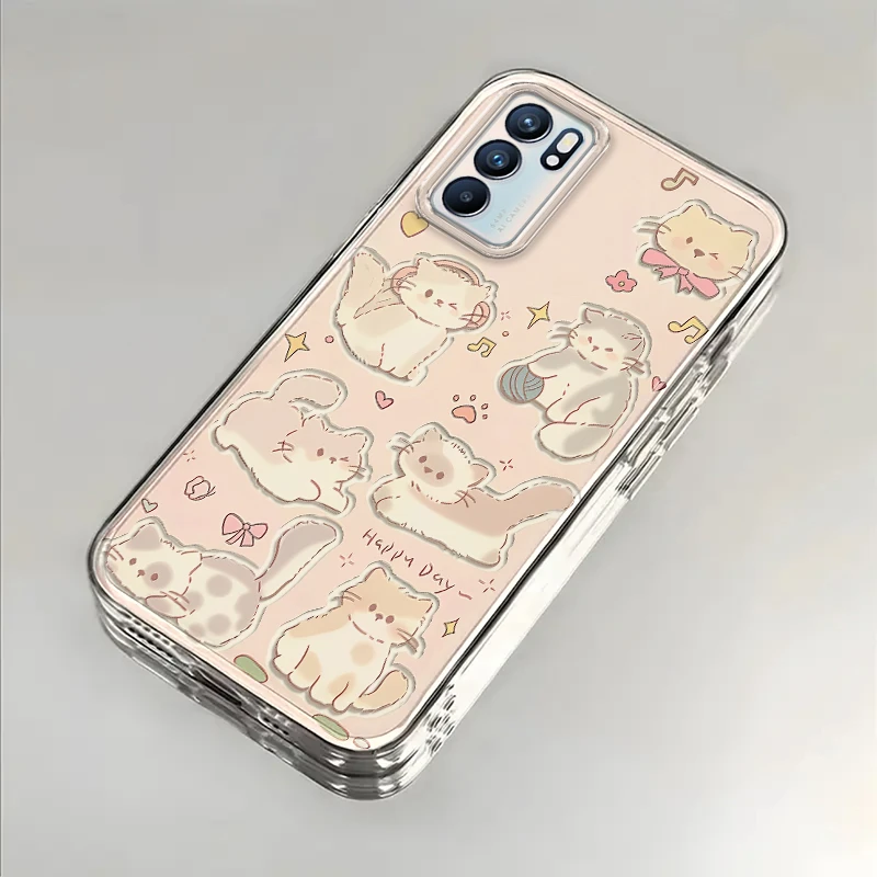 卡通猫猫适用OPPOReno6手机壳OPPOReno6Pro防摔全包硅胶卡通软女