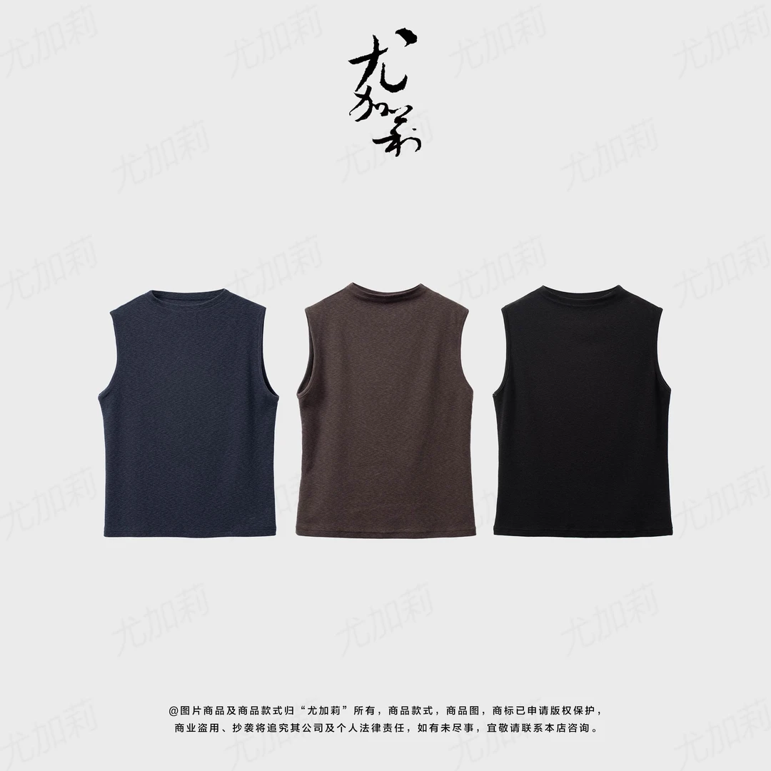 加莉精选【简约即高级】-百搭单品半高领无袖上衣-分码