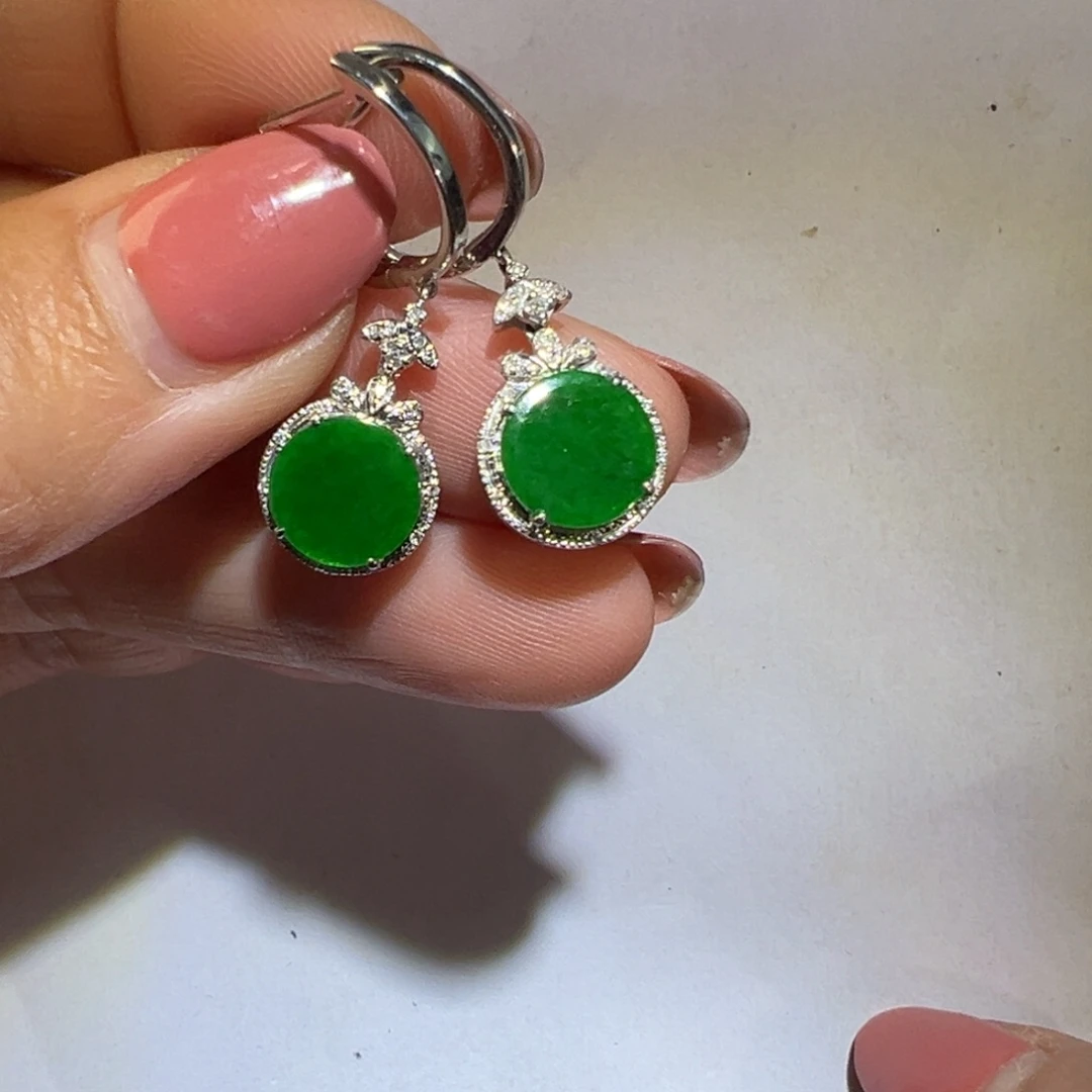 翡翠颈饰18K金镶嵌耳环