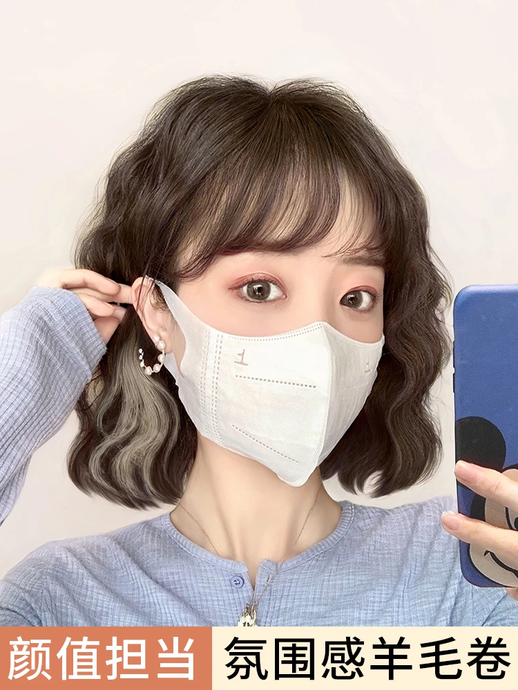 假发女短发全头头套卷发仿真真发自然减龄短卷发羊毛卷整顶假发套