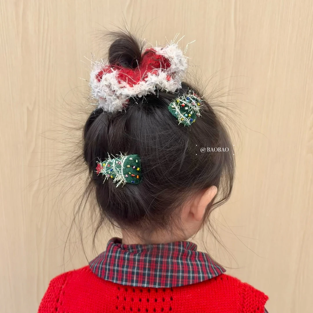 圣诞发圈儿童韩系手工发圈时尚小女孩发饰百搭韩系秋冬新款发圈