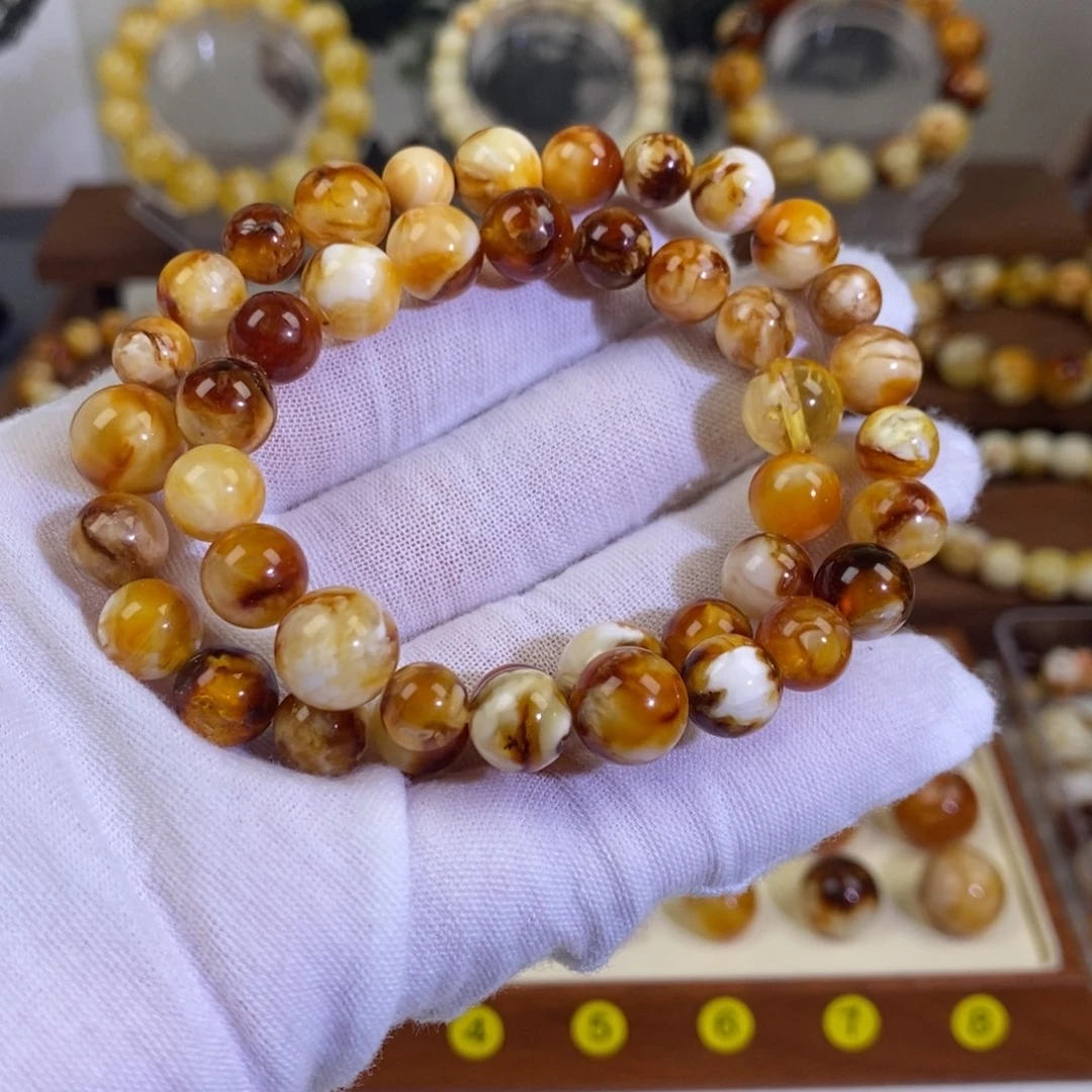 蜜蜡未镶嵌裸石天然沁色蜜蜡双圈