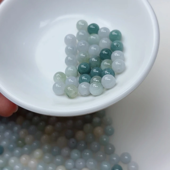 翡翠未镶嵌手链散珠30+2颗卡7