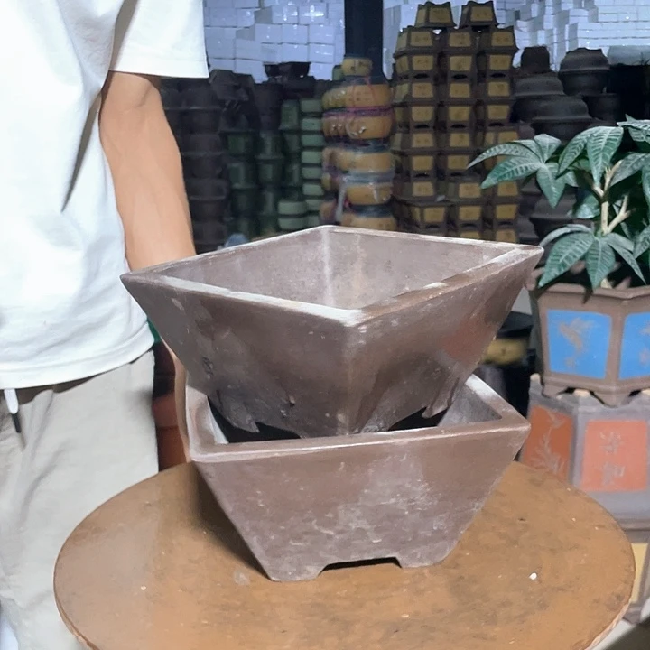 紫方斗大号一对花盆