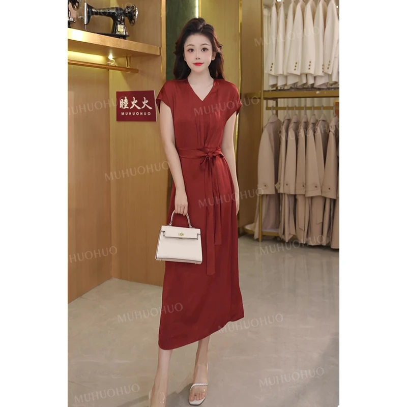 女装2025夏季新款高贵气质收腰修身显瘦法式优雅连衣裙