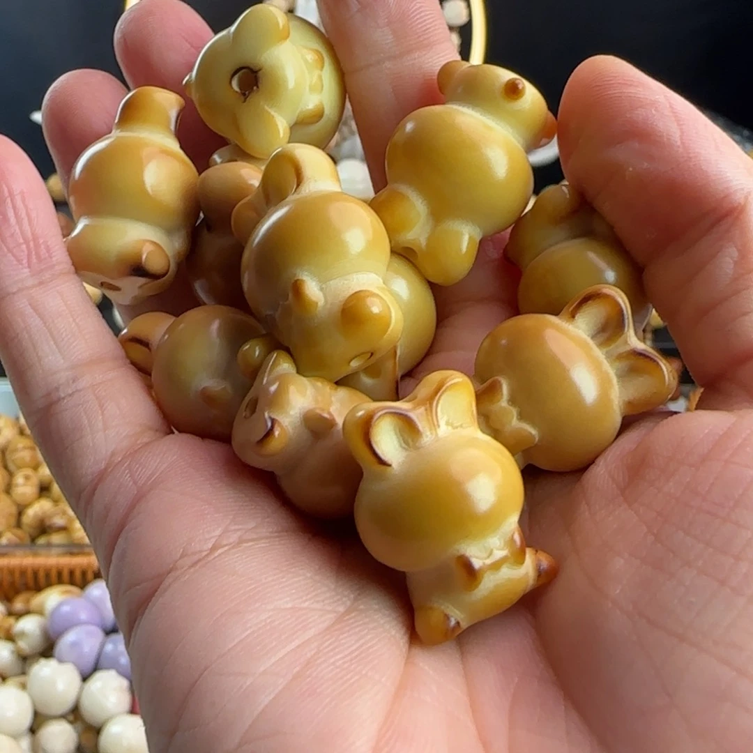 菩提根/象牙果手串微瑕牙果炭烤领结兔3颗