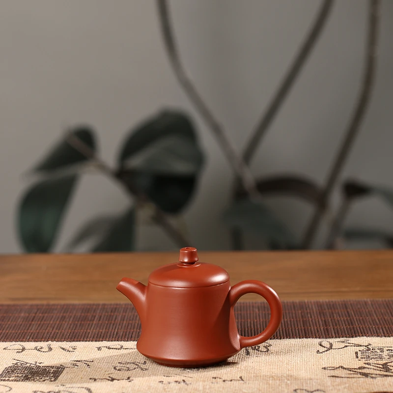 潮州朱泥小金钟壶小容量冲茶壶功夫茶具紫砂泡茶壶朱泥