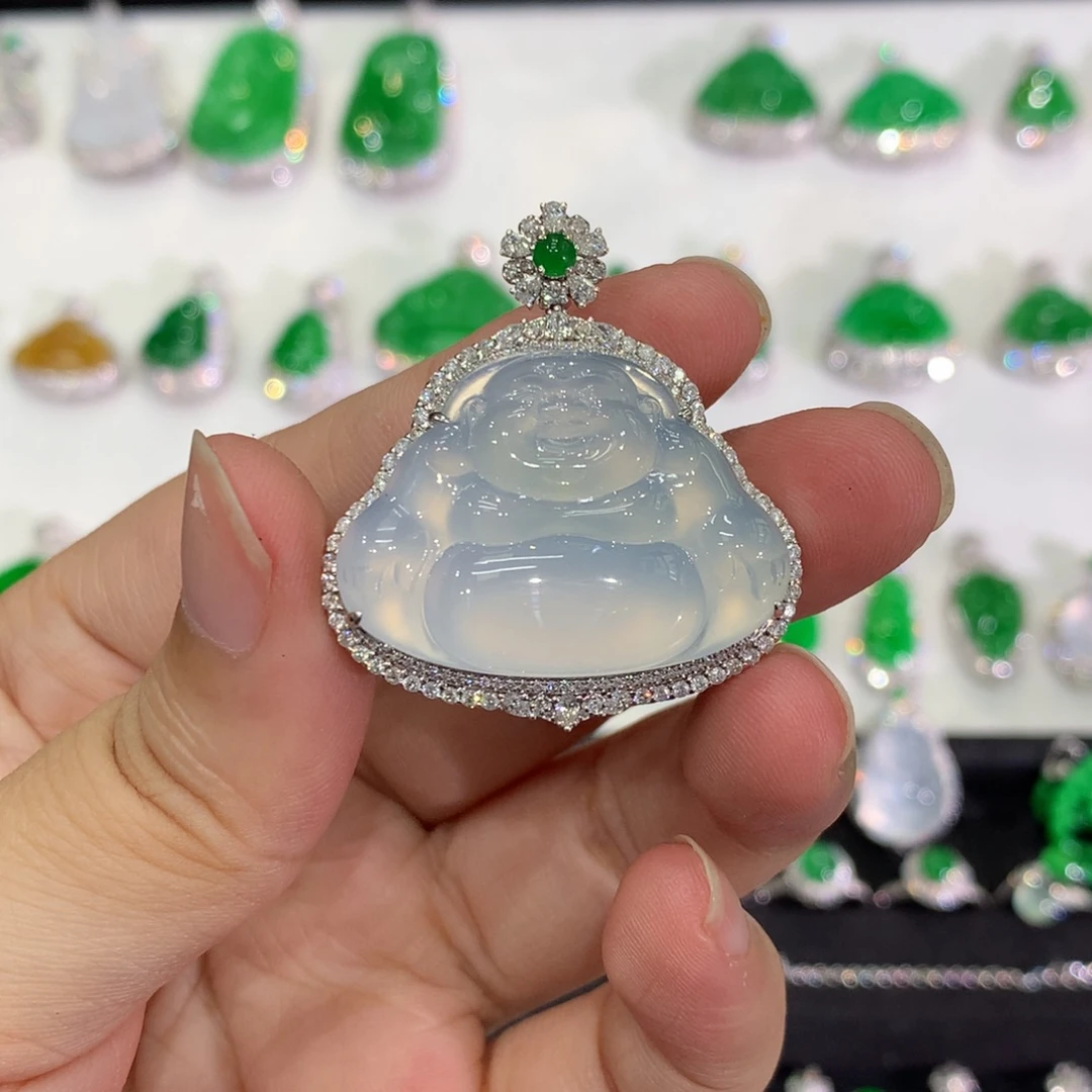 翡翠18K金镶嵌吊坠(不含链)吊坠