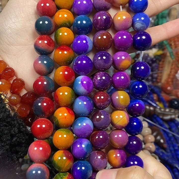 玛瑙/玉髓未镶嵌珠宝半成品地球玛瑙卡14mm一条（自选）