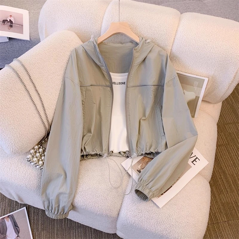 2025夏季短款防晒衣女款冰丝小个子短外套休闲开衫透气薄款防晒服