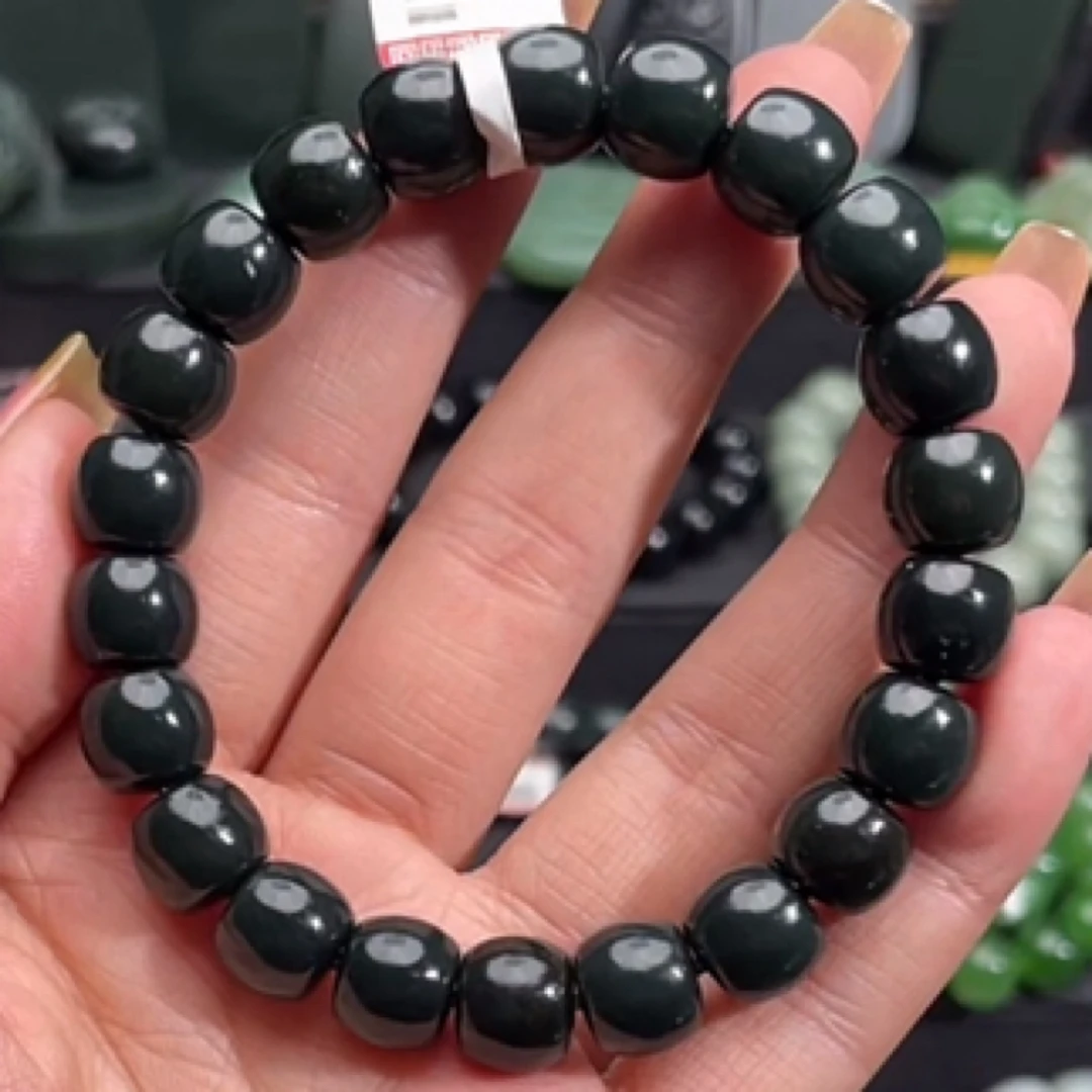 和田玉新疆喀拉喀什河黑青卡10精工老型22颗