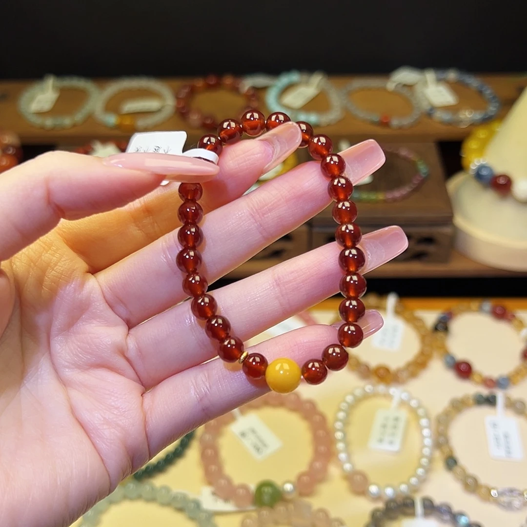 银S925镀金镶嵌水晶手串石榴2002