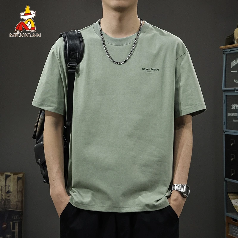 Mexican/稻草人凉感男士夏季t恤短袖宽松休闲潮流简约半袖衫薄款
