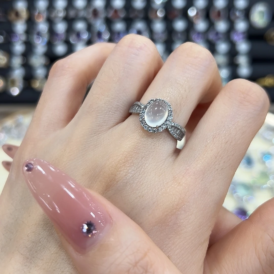 岫玉银S925镶嵌戒指福利跑量小蛮腰