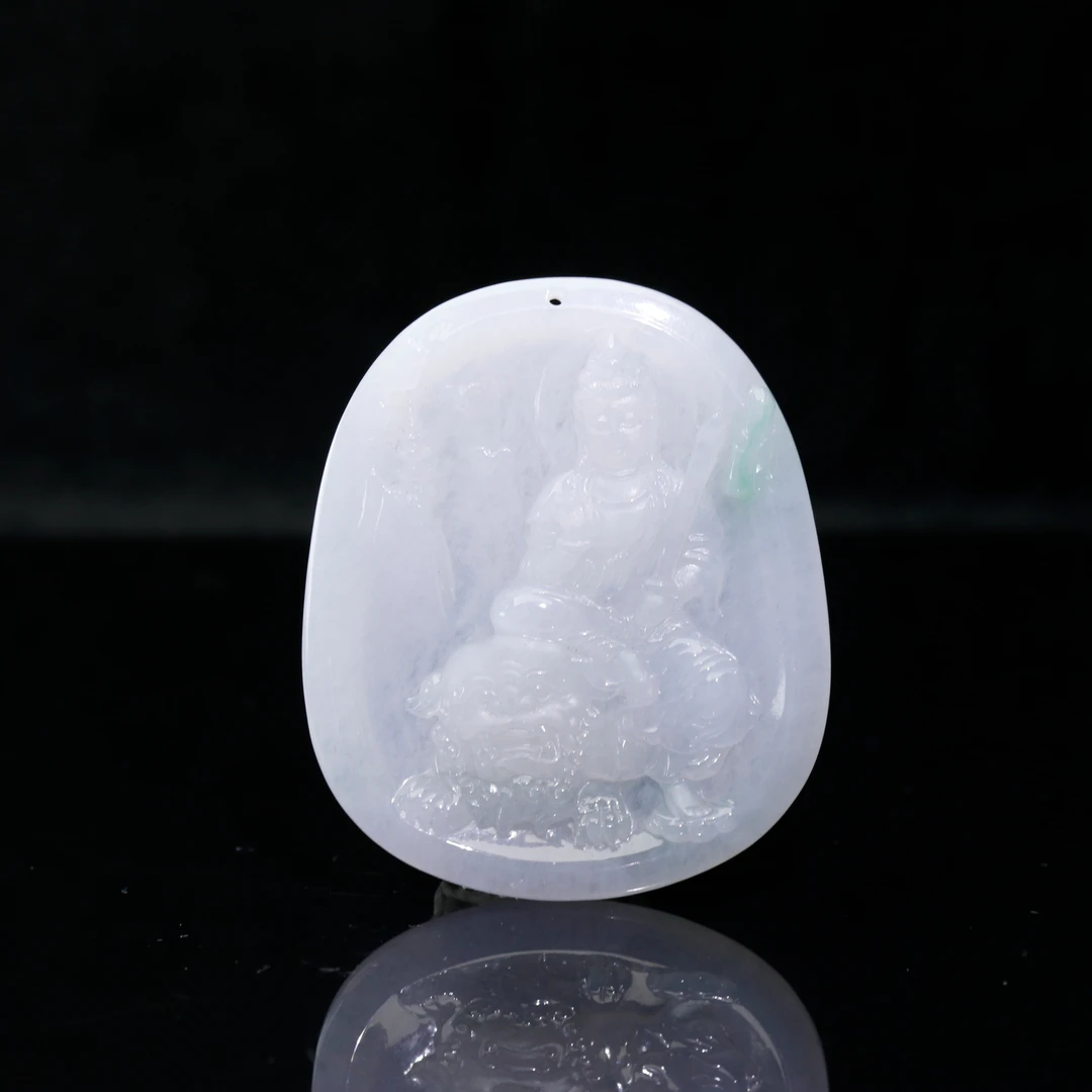 14天然缅甸翡翠A货冰飘绿绿文殊/400645/上海嘉禾拍卖