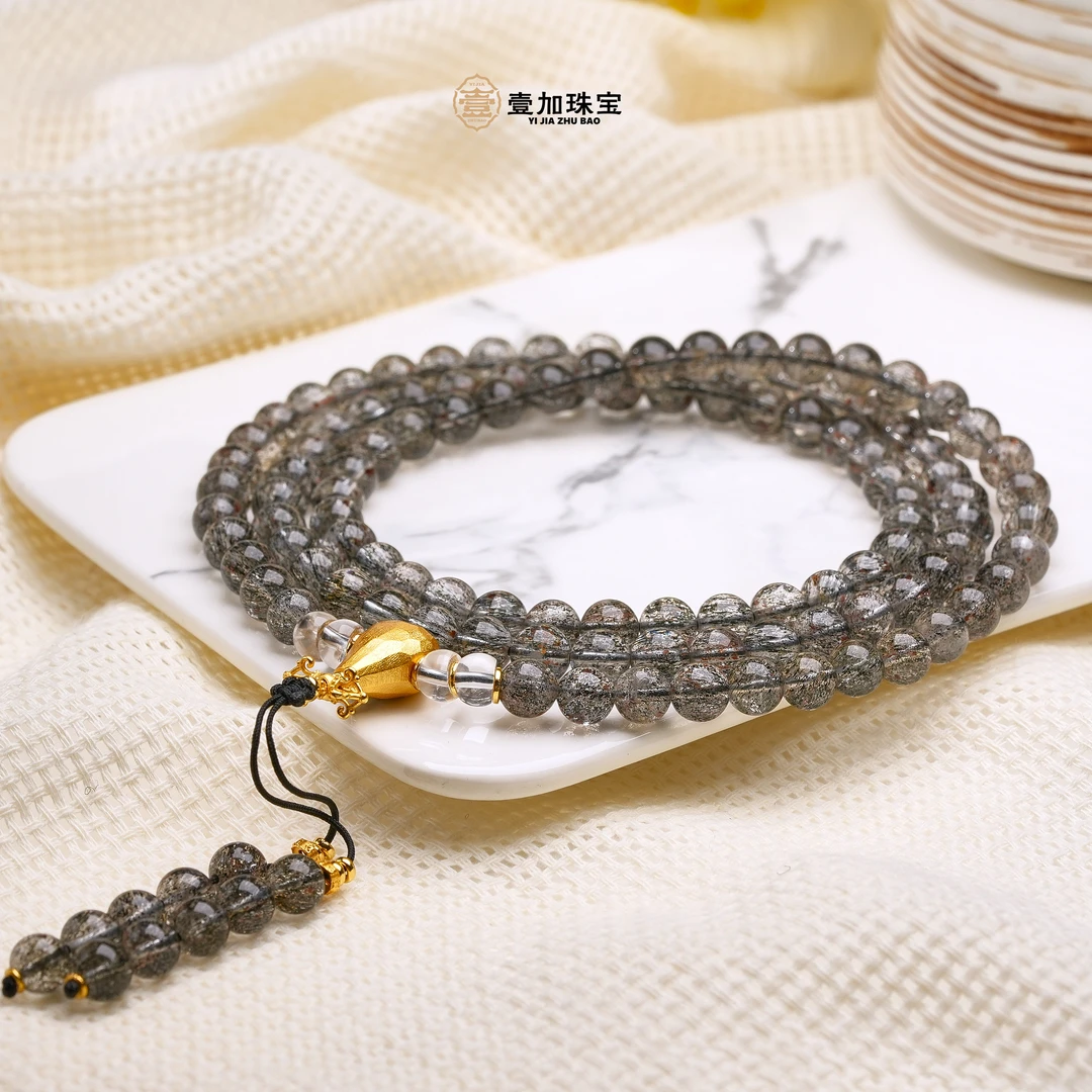 壹加师姐|手工设计黑超七水晶多圈项链多样性发一7567n